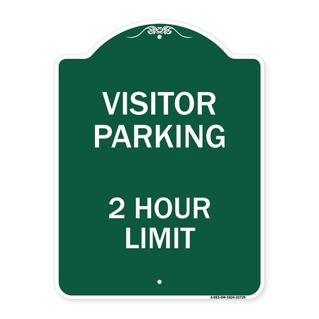 Signmission Visitor Parking Sign Visitor Parking 2 Hour Limit, Green & White Alum Sign, 18" x 24", GW-1824-22729 A-DES-GW-1824-22729